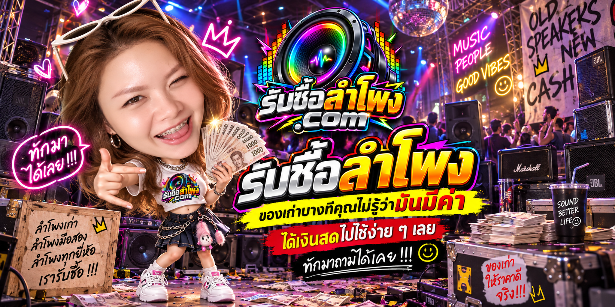 ลำโพงเก่าและเครื่องเสียงมือสอง ส่งข้อมูลให้ทีมพิจารณามูลค่าตามรุ่นและสภาพ