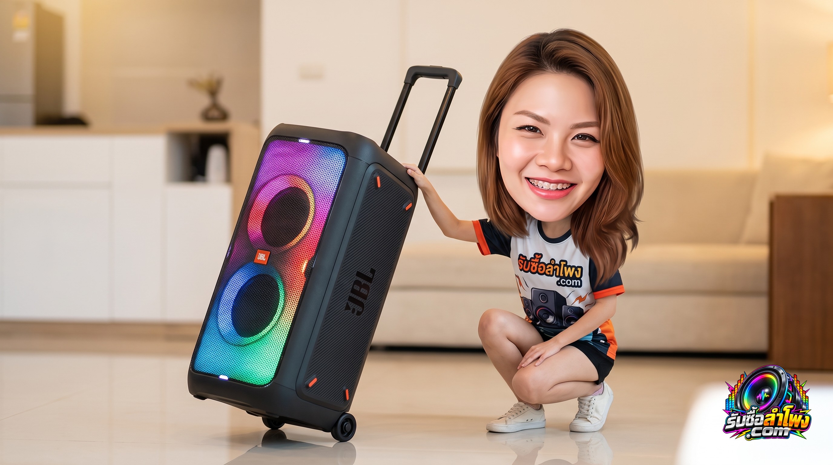 ลำโพง JBL PartyBox 310 ขนาดใหญ่พร้อมระบบไฟสำหรับงานปาร์ตี้