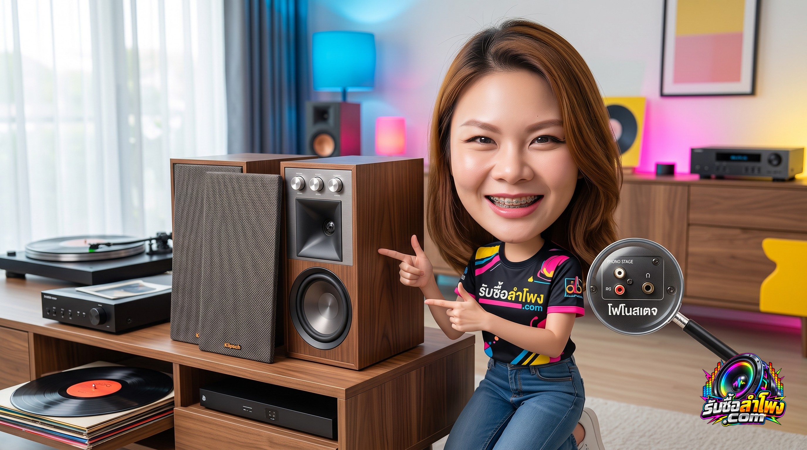 ลำโพง Klipsch The Sevens ผิวตู้ไม้จริง ตรวจเช็กสภาพภายนอกและช่องเชื่อมต่อแอนะล็อก