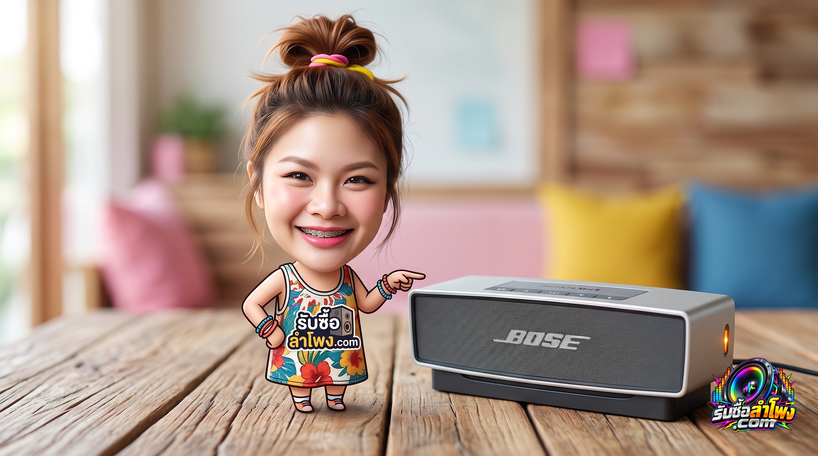 ลำโพง Bose SoundLink Mini II วางบนแท่นชาร์จสำหรับตรวจเช็กสภาพก่อนส่งประเมินราคา