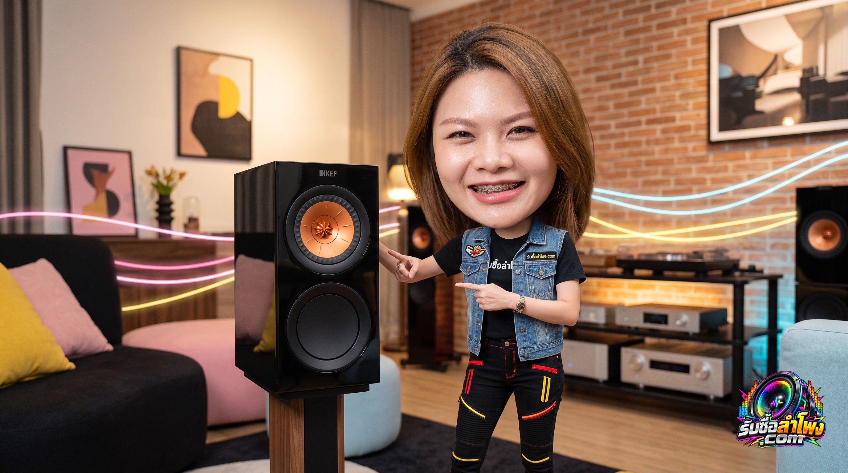 ลำโพง KEF R3 Meta แสดงรายละเอียดชุดไดรเวอร์ Uni-Q และพื้นผิวตู้ไฮกลอส