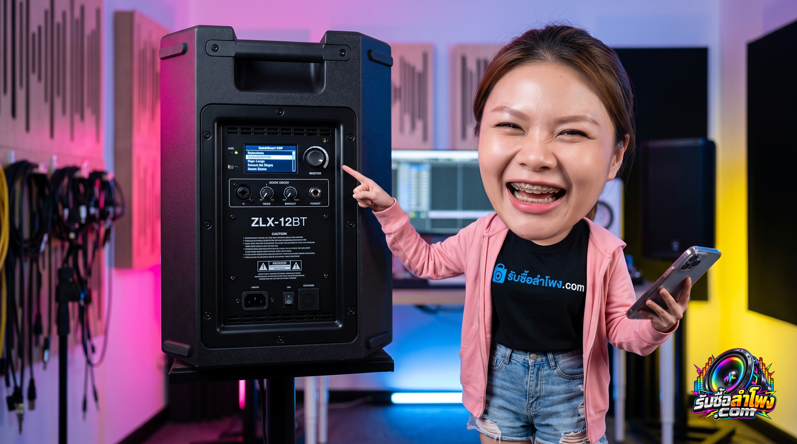 หน้าจอ QuickSmart DSP ด้านหลังลำโพง Electro-Voice ZLX-12BT สำหรับการตรวจสอบระบบเสียงก่อนส่งประเมินราคา